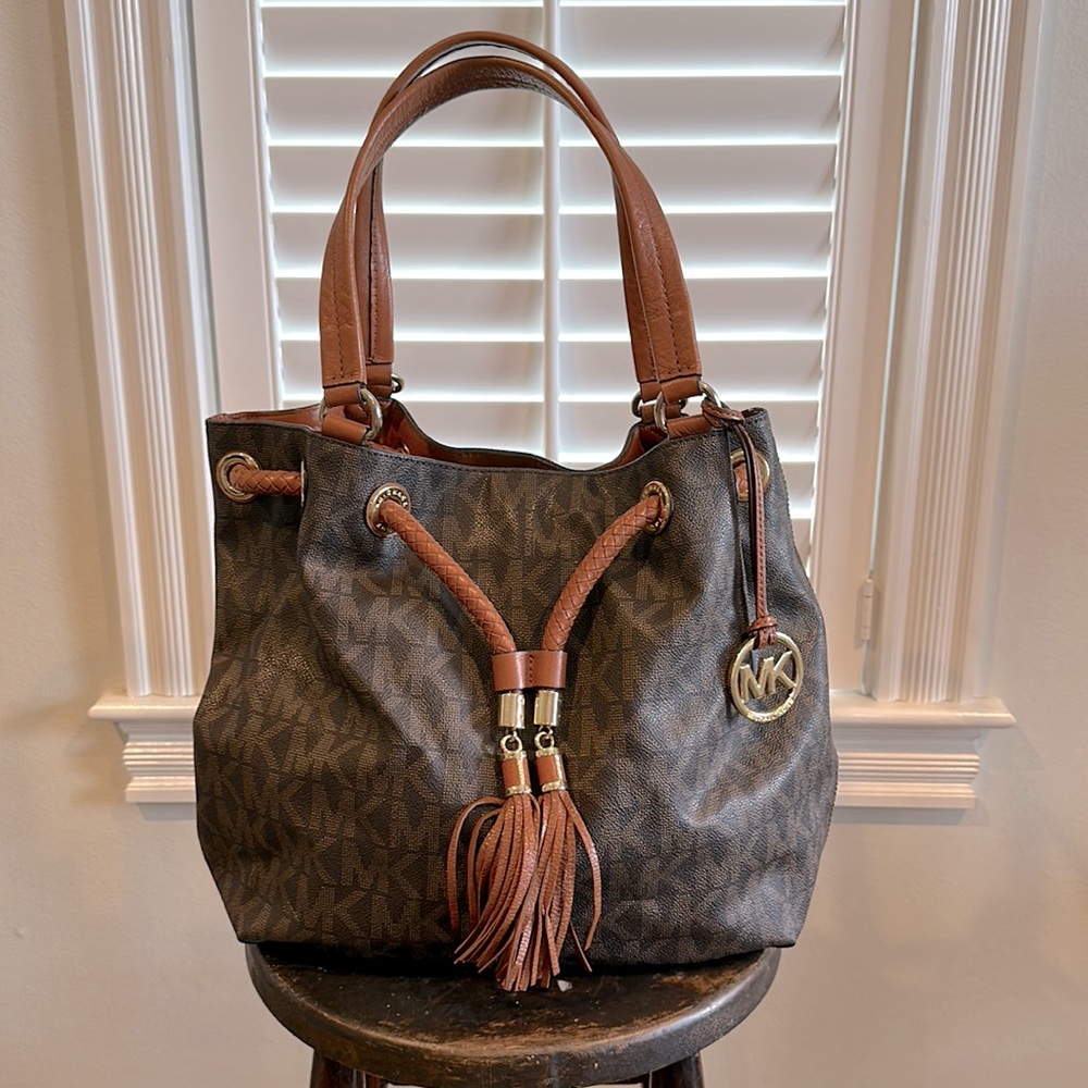 Michael Kors Signature Marina Drawstring Handbag with Tassel
